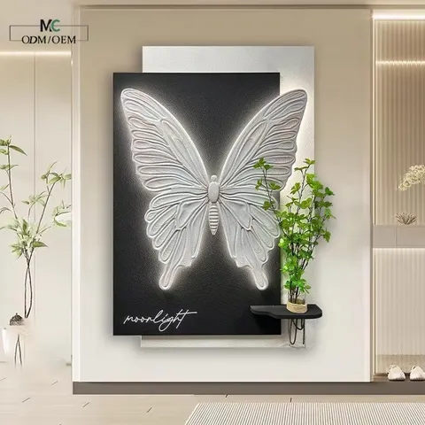 Butterfly Hydroponics Green Plants Art Decorative Painting Living Room Background Wall Wall Surface Mural Painting