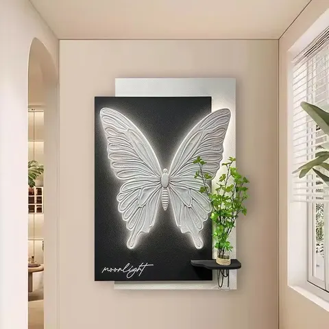 Butterfly Hydroponics Green Plants Art Decorative Painting Living Room Background Wall Wall Surface Mural Painting
