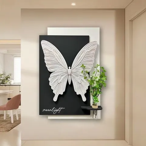 Butterfly Hydroponics Green Plants Art Decorative Painting Living Room Background Wall Wall Surface Mural Painting