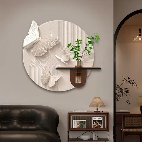 Butterfly Restaurant Background Wall Sandstone LED Decor Hydroponic Plants Handmade Production Art Decor