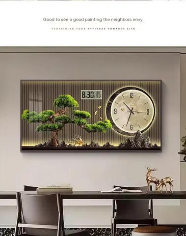 挂钟组合 单幅 装饰画 新中式 餐厅背景墙挂画 挂钟