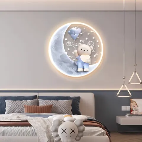Cartoon Castle Children's Room Wall Art Home Decor Painting Girl Room Bed Fine Carving Acrylic LED Painting