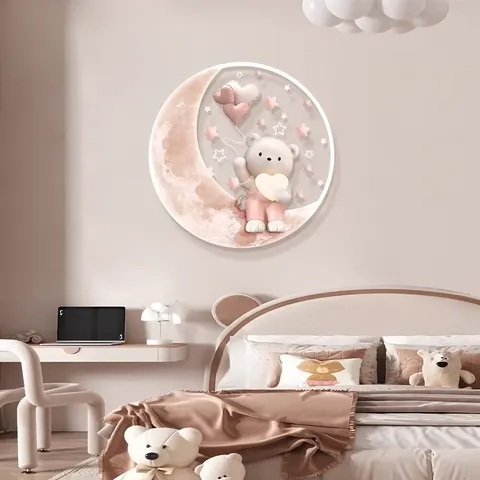 Cartoon Castle Children's Room Wall Art Home Decor Painting Girl Room Bed Fine Carving Acrylic LED Painting