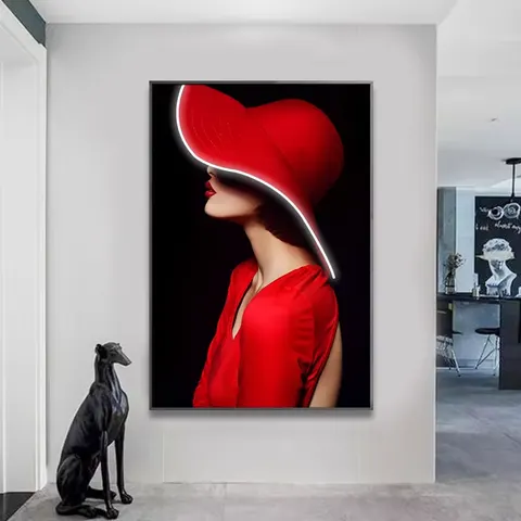 Character Living Room Art Home Decor Paintings Entrance Hall Background Wall Beauty LED Light Emission Wall Decor Painting