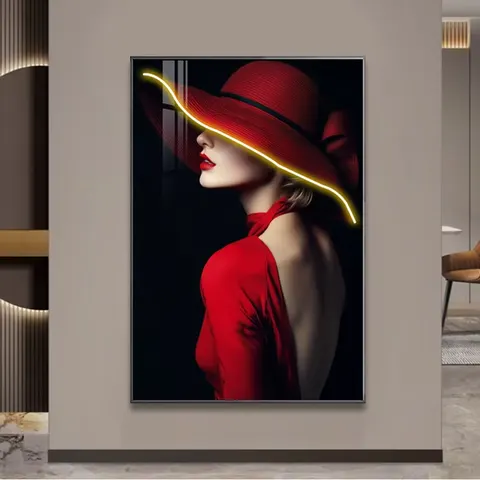 Character Living Room Art Home Decor Paintings Entrance Hall Background Wall Beauty LED Light Emission Wall Decor Painting