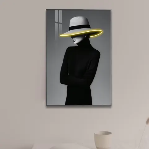 Character Living Room Art Home Decor Paintings Entrance Hall Background Wall Beauty LED Light Emission Wall Decor Painting