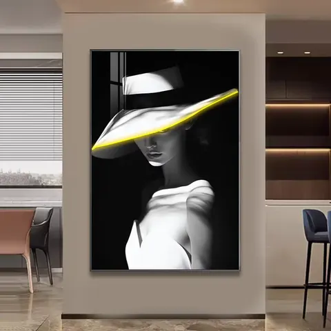 Character Living Room Art Home Decor Paintings Entrance Hall Background Wall Beauty LED Light Emission Wall Decor Painting