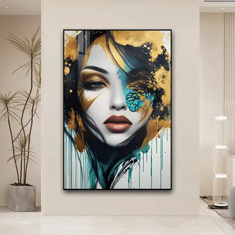 Character Series Abstract Art Decor Paintings with Personality Style Living Room Minimalism Background Wall Crystal Painting