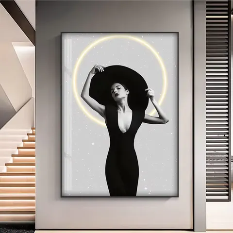 Characters Art Neon Lights Home Furnishings Decor Paintings Corridor Background Wall Crystal Porcelain Glowed LED Paintings