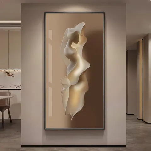 抽象 单幅 装饰画 现代简约 玄关背景墙挂画 LED带灯画