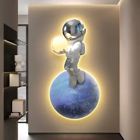 Children Bedroom Art Home Decor Painting UV Engraving Astronaut Cartoon LED Decor Painting