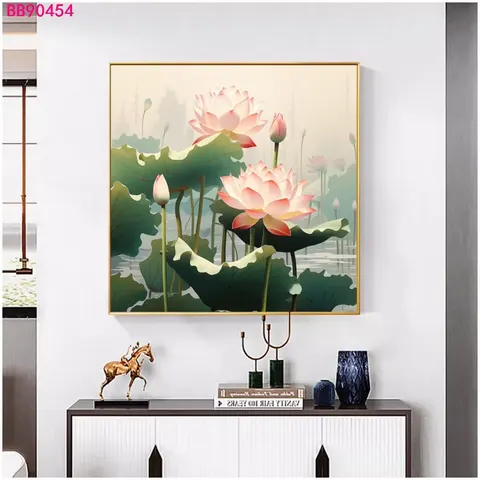 荷花 单幅 装饰画 现代简约 客厅背景墙挂画 晶瓷画