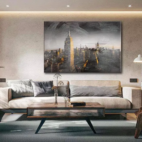 City Night Scenery Artistic Home Decorative Painting Half-hand-drawn Sofa Background Wall and Wall Mural