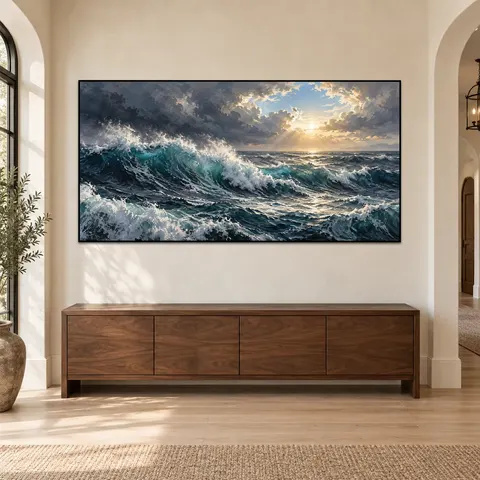 Collection Horizontal Coastal Canvas Print Sofa Background Home Decorative Painting Artwork Factory Direct Sale