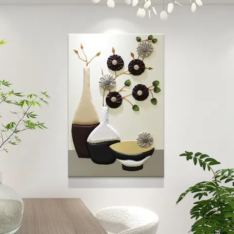 Combination Wall Surface Decor Wall Paintings Sofa Background Wall 3D Stereoscopic Leather Engraving Art Home Decor Painting