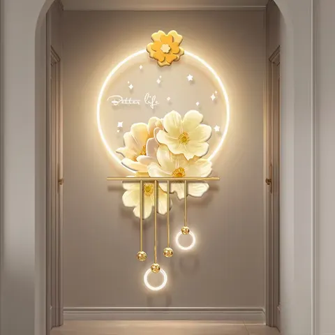 Corridor Background Wall Flowers Acrylic LED Painting UV Printing Living Room Background Wall Painting