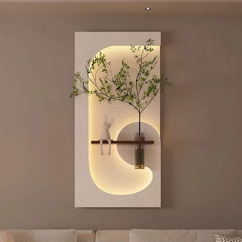 繁花 单幅 装饰画 现代简约 玄关背景墙挂画 LED带灯画