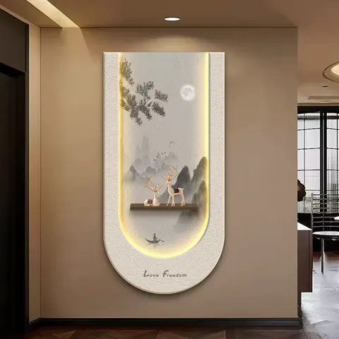 抽象 单幅 装饰画 现代简约 玄关背景墙挂画 LED带灯画