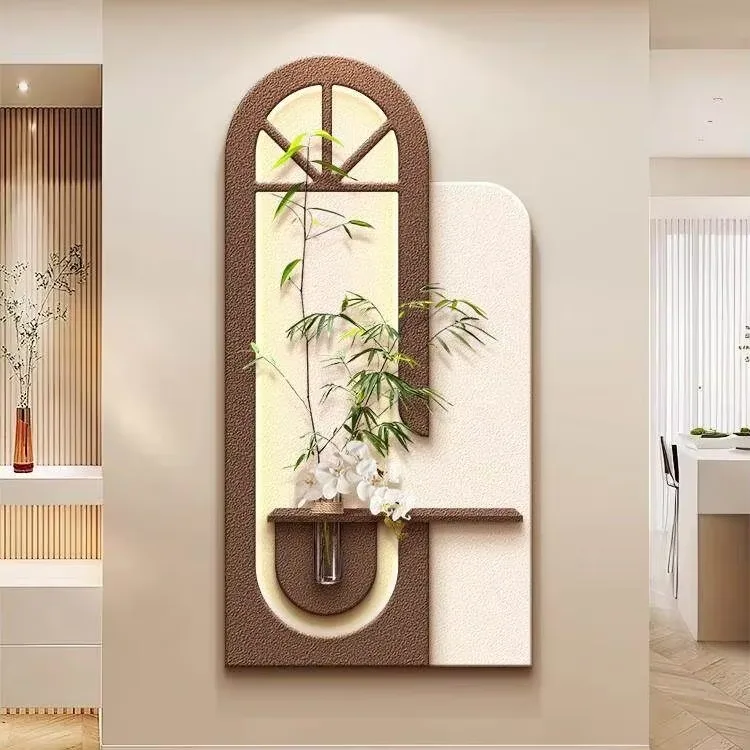 Corridor Background Wall Three-dimensional Sandstone Decorative Painting Hydroponics Green Plants LED Decor Painting