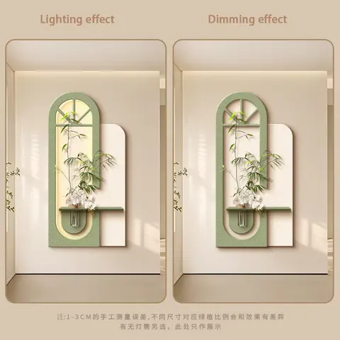 Corridor Background Wall Three-dimensional Sandstone Decorative Painting Hydroponics Green Plants LED Decor Painting