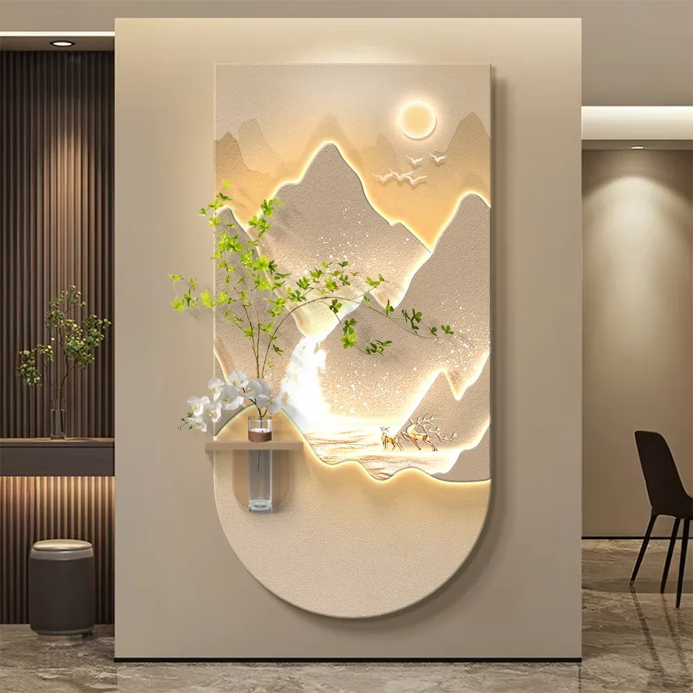 Corridor Living Room Background Wall Glowed LED Decor Painting UV Engraving Crystal Porcelain Painting