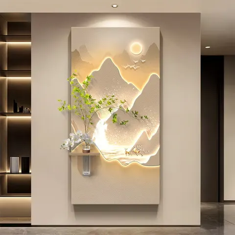 Corridor Living Room Background Wall Glowed LED Decor Painting UV Engraving Crystal Porcelain Painting