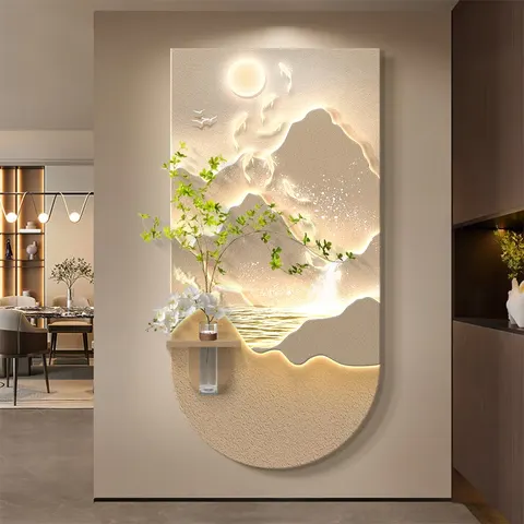 Corridor Living Room Background Wall Glowed LED Decor Painting UV Engraving Crystal Porcelain Painting