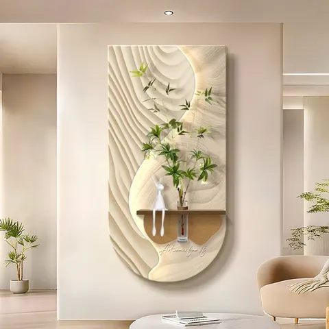 Corridor Living Room Sofa Background Wall Hanging Painting Hot Sell Sandstone Hydroponic Plants Home Decor Decorative Painting