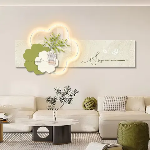 Cream Style High-grade Bedside Decoration Painting Crystal Porcelain Painting Wall Art LED Light Painting Home Decoration
