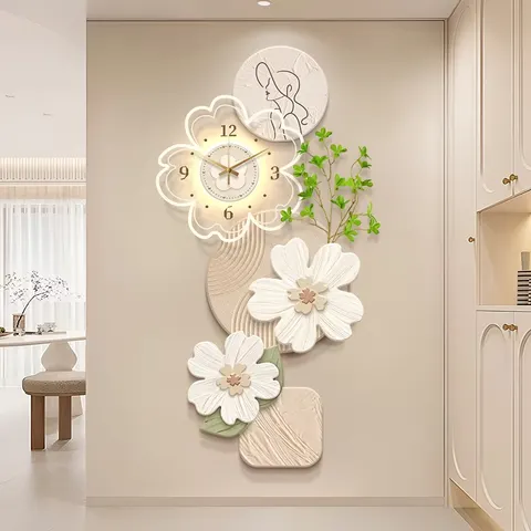 植物 单幅 装饰画 奶油风 玄关背景墙挂画 LED带灯画