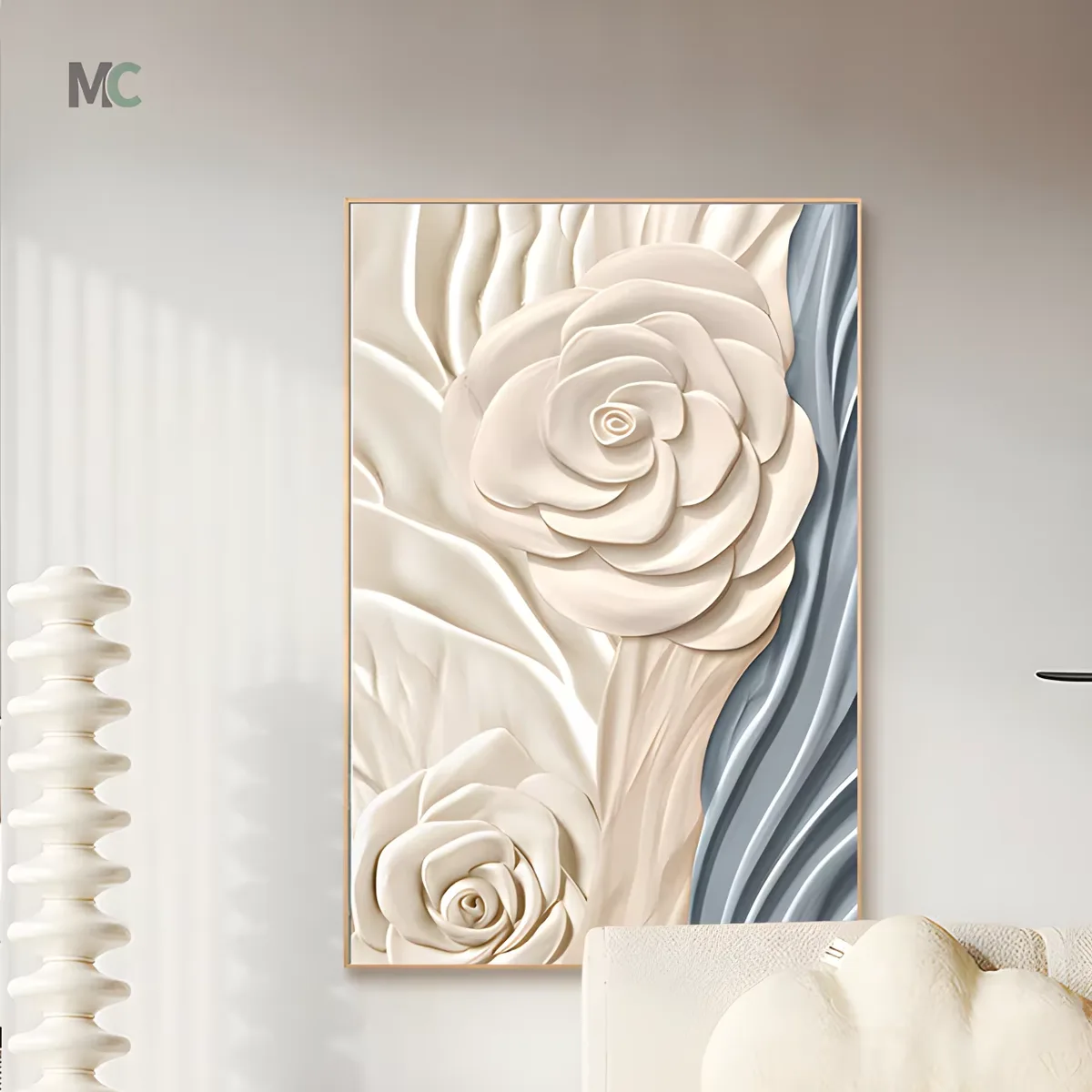 Cream Texture Living Room Abstract Flower Wall Art Home Decor Painting Sofa Background Wall Floor Crystal Porcelain Painting