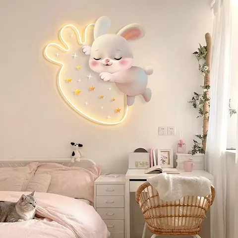 Cream Wind Children Bedroom Wall Home Decor Paintings Living Room Wall Art Decor LED Painting