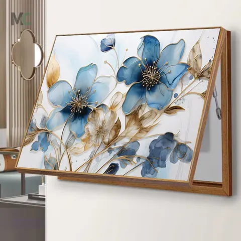 Cream Wind Electrical Box Cover Art Decor Painting Living Room Electricity Meter Box Mural Master Switch Crystal Flower Painting