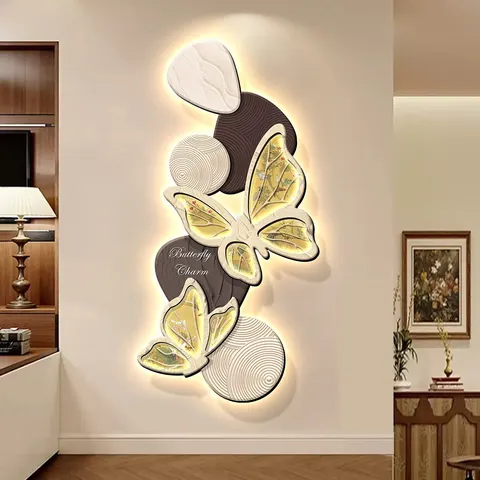Creamy Style Butterfly Entrance Hall Art Home Decor Painting Corridor Background Wall Crystal Porcelain Painting