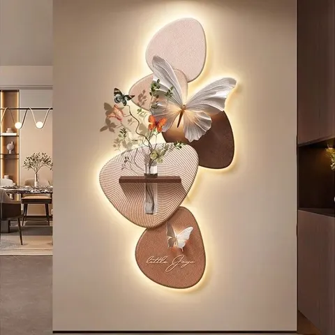 Creamy Style Butterfly Entrance Hall Home Furnishings Decor Paintings Hydroponic Plants Corridor Background Wall LED Painting