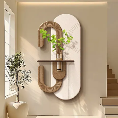 Creamy Style Corridor Three-dimensional Sandstone Home Decor Painting Hydroponics Green Plants LED Decor Painting
