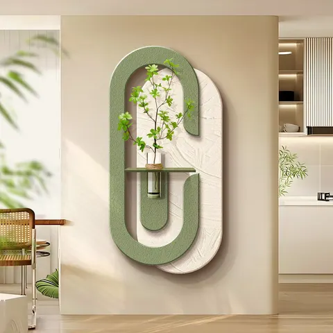 Creamy Style Corridor Three-dimensional Sandstone Home Decor Painting Hydroponics Green Plants LED Decor Painting