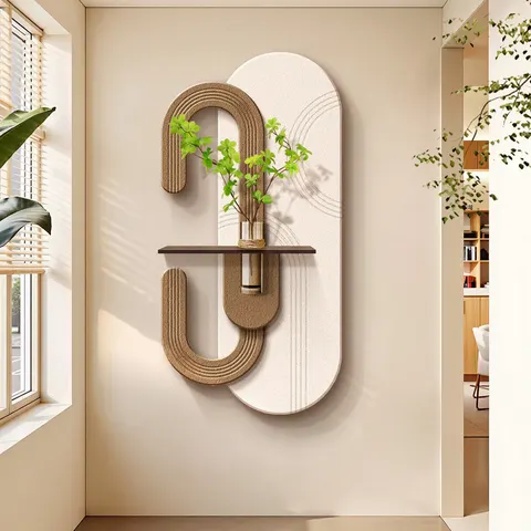 Creamy Style Corridor Three-dimensional Sandstone Home Decor Painting Hydroponics Green Plants LED Decor Painting