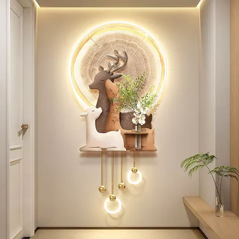Creamy Style Elephant Entrance Hall Art Home Decor Painting Background Wall UV Engraving LED Painting