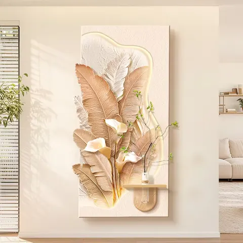 抽象 单幅 装饰画 奶油风 玄关背景墙挂画 LED带灯画