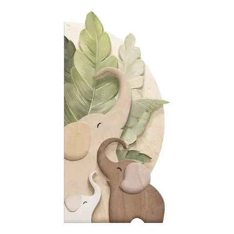 Creamy Style Entrance Hall Art Decor Painting Elephant Corner Corridor Semicircle LED Painting