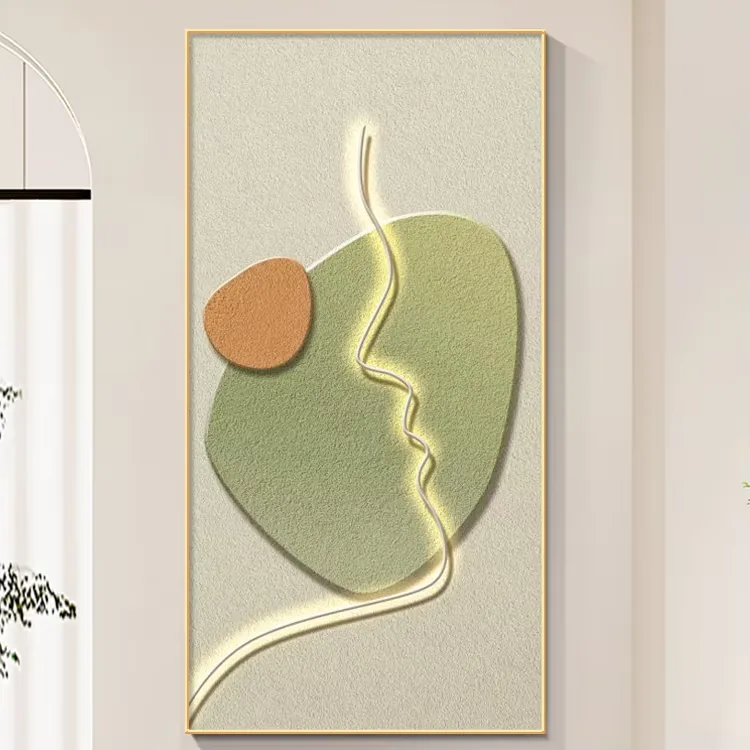 Creamy Style Entrance Hall Decorative Painting Corridor Art Abstraction Glowed Neon Lights Led Decor Painting