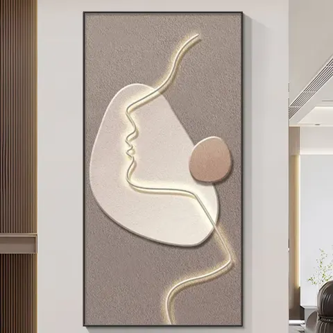 Creamy Style Entrance Hall Decorative Painting Corridor Art Abstraction Glowed Neon Lights Led Decor Painting