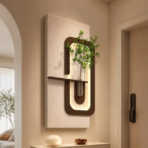 Creamy Style Hydroponics Green Plants Sandstone Art Home Decor Painting Three-dimensional LED Wall Surface Mural Painting