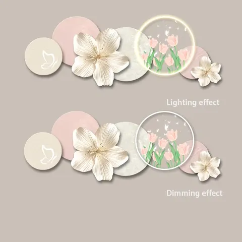 Creamy Style Living Room Art Home Decor Painting Creativity Flowers UV Engraving Acrylic LED Painting