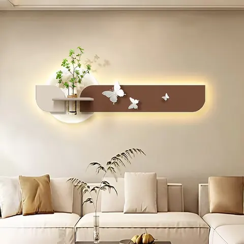 Creamy Style Moon Living Room Art Decor Painting Hydroponic Plants Three-dimensional Sandstone LED Painting