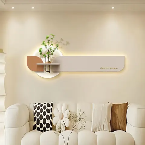 Creamy Style Moon Living Room Art Decor Painting Hydroponic Plants Three-dimensional Sandstone LED Painting