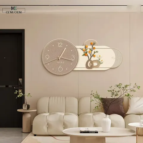 Creamy Style Restaurant Clocks and Watches Art Decorative Painting Elegance Background Wall Wall Surface Mural Painting