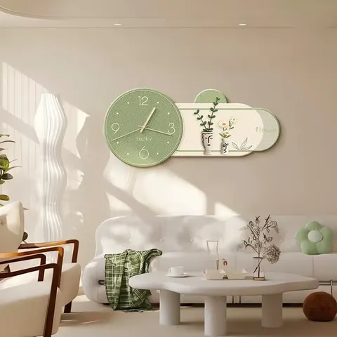 Creamy Style Restaurant Clocks and Watches Art Decorative Painting Elegance Background Wall Wall Surface Mural Painting
