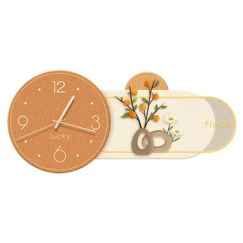 Creamy Style Restaurant Clocks and Watches Art Decorative Painting Elegance Background Wall Wall Surface Mural Painting